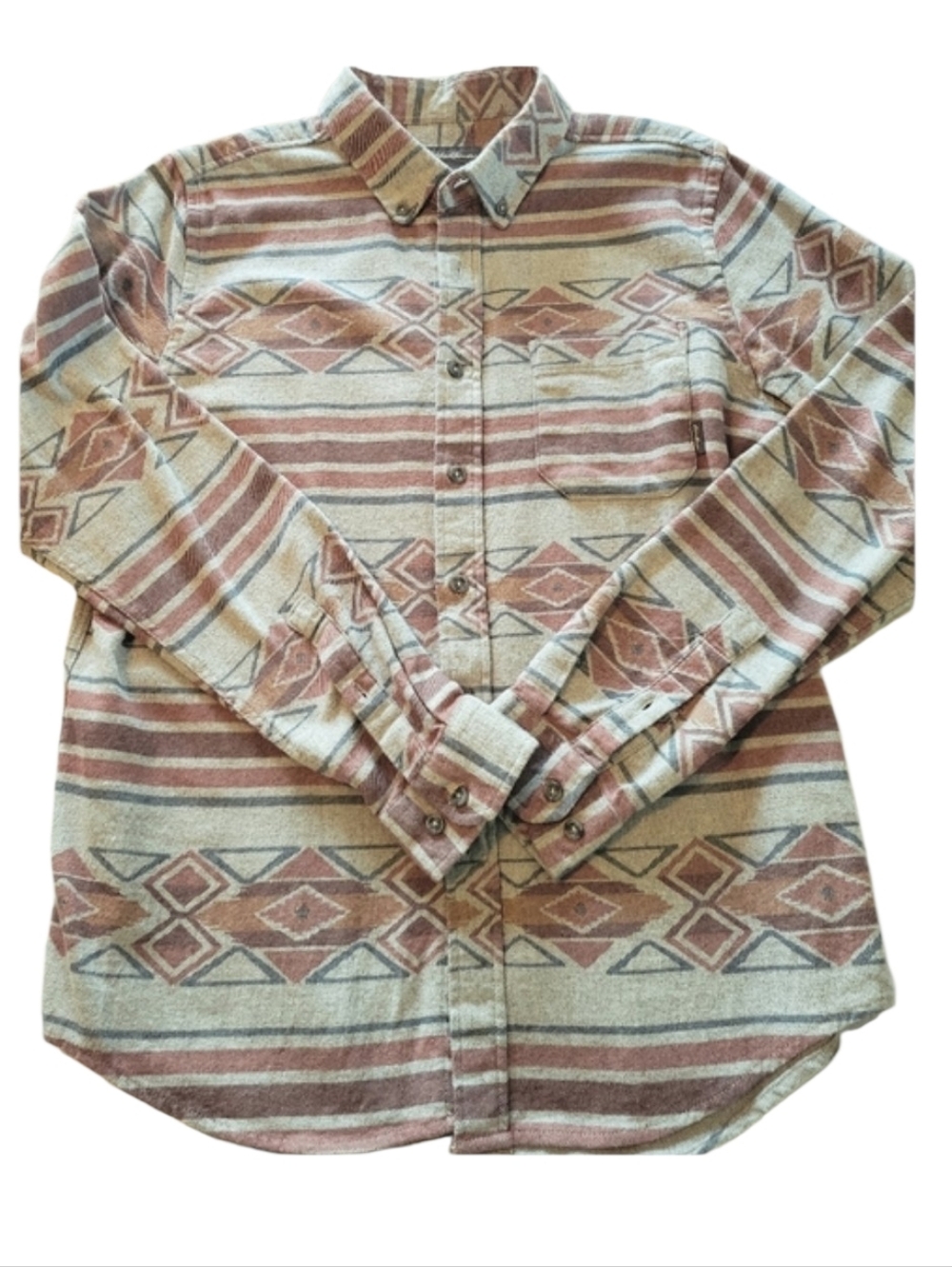 Eddie Bauer Tribal Print Everyday Flex Button Up Flannel Shirt Mens Size Medium